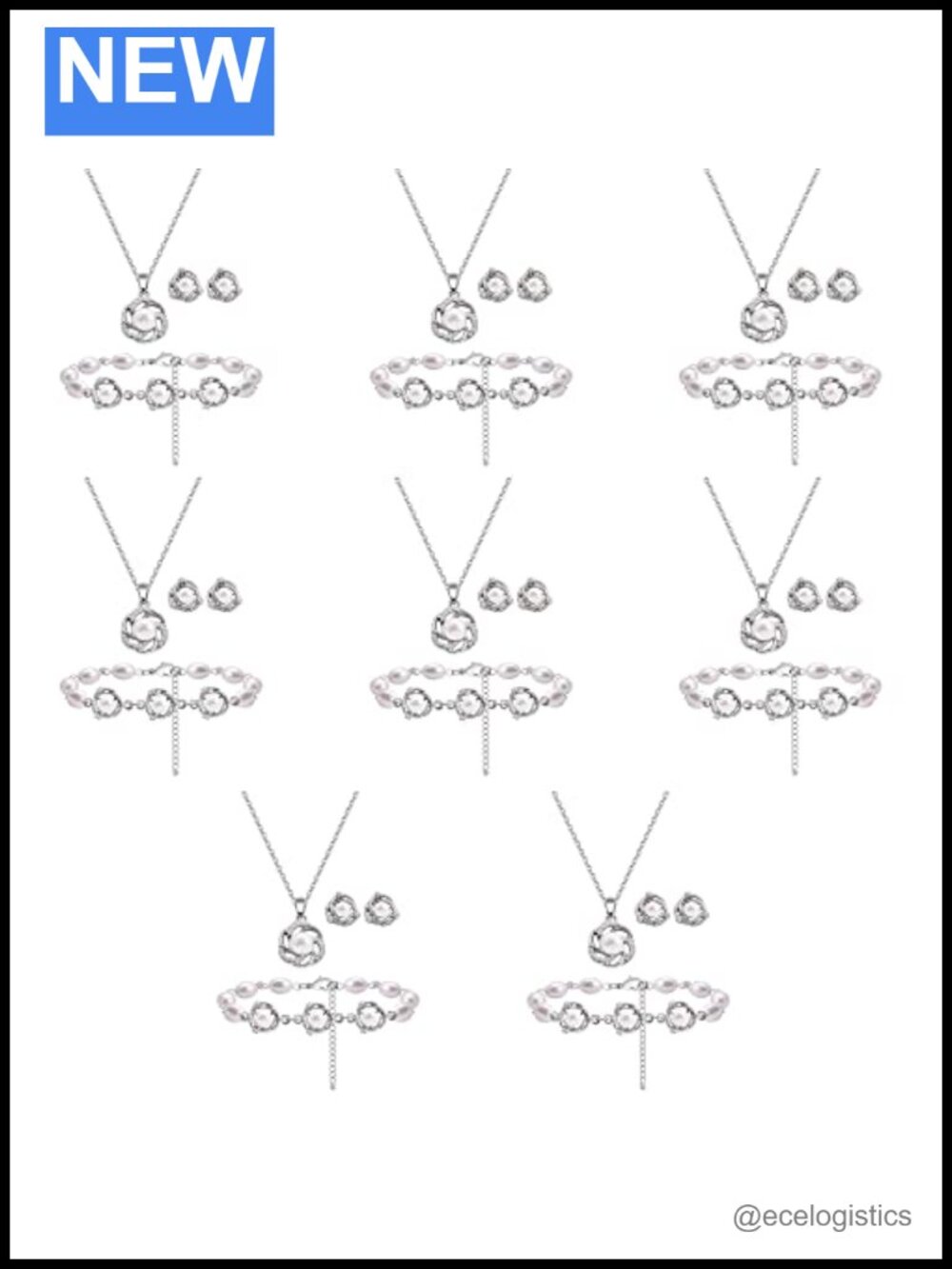 Love Knot Pearl Rhinestone Jewelry Set